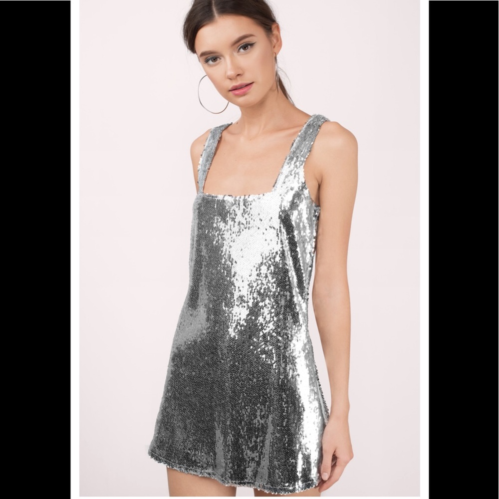 Silver Sequin Mini Dress